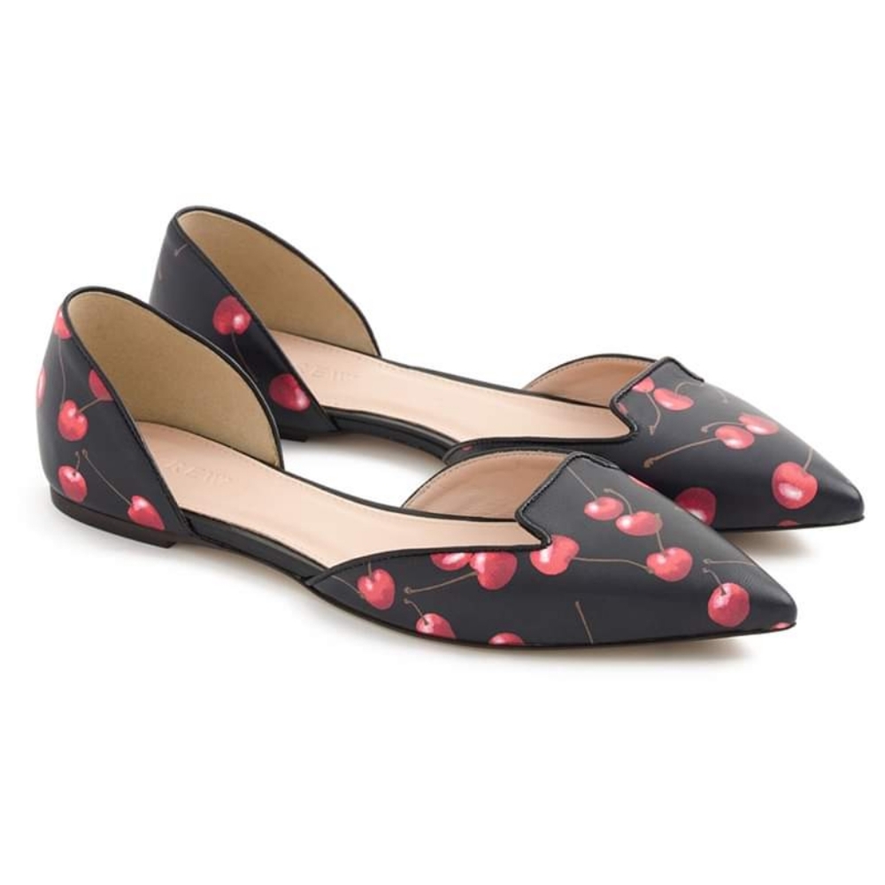 J. Crew black Cherry print Sadie D'Orsay Loafer Flats sz 7.5